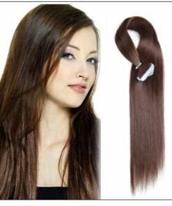 #4 medium brown Straight tape in hair extension 100%virgin hair img-min