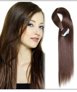 #4 medium brown Straight tape in hair extension 100%virgin hair img-min