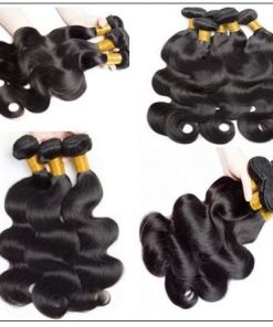 5x5 HD Lace Closure With 3 Bundles Body Wave Human Hair Weaves Transparent Lace Natural img 3 min 1