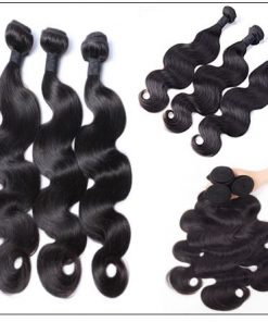 5x5 HD Lace Closure With 3 Bundles Body Wave Human Hair Weaves Transparent Lace Natural img 4 min 1