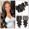 5x5 HD Lace Closure With 3 Bundles Body Wave Human Hair Weaves Transparent Lace Natural img-min