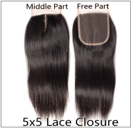 5x5 HD Lace Closure with 3 Bundles Deep Parting Straight Human Hair Weaves With Transparent Lace Closure img 3-min