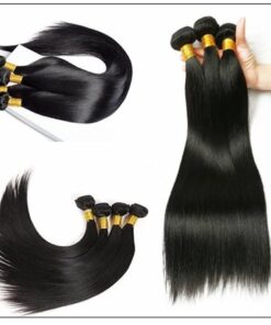 5x5 HD Lace Closure with 3 Bundles Deep Parting Straight Human Hair Weaves With Transparent Lace Closure img 4-min