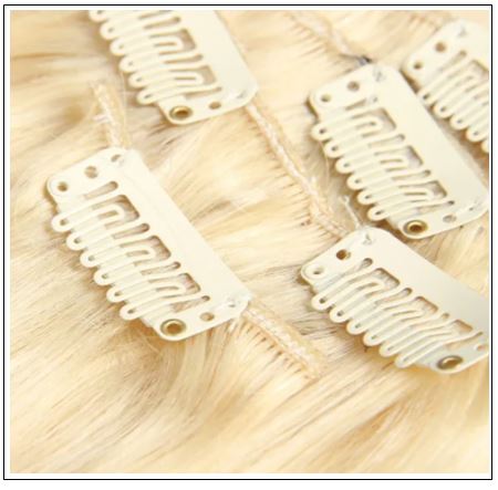 #613 Lightest Blonde Clip In Hair Extensions img 3-min