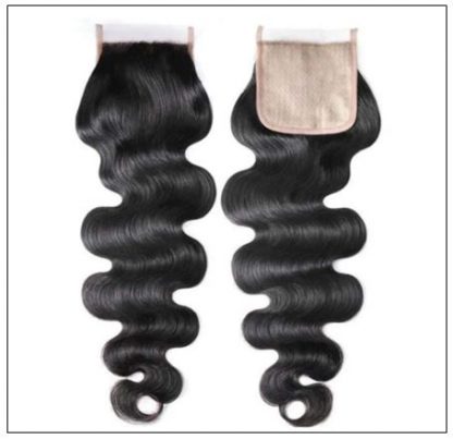 Body wave PU skin base closure pieces 4×4 human hair closure Realistic Scalp natural color img 2