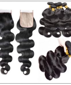 Body wave PU skin base closure pieces 4×4 human hair closure Realistic Scalp natural color img 3