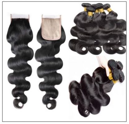 Body wave PU skin base closure pieces 4×4 human hair closure Realistic Scalp natural color img 3