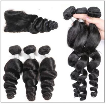 Brazilian 3 Bundles Loose Wave With Lace Closure img 4 min