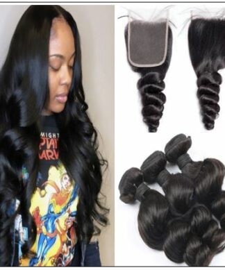 Brazilian 3 Bundles Loose Wave With Lace Closure img-min