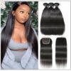 Brazilian Straight Virgin Hair 3 Bundles With Lace Closure img-min