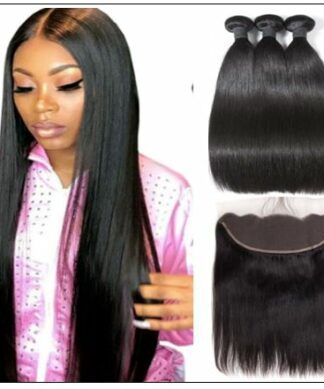 Bundles Straight Human Hair With Lace Frontal img-min