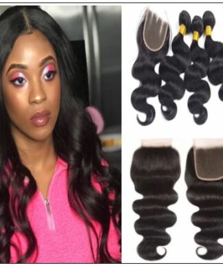 Indian body wave hair weft with closure img