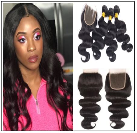 Indian body wave hair weft with closure img
