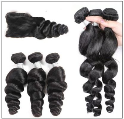Malaysian Good Quality 3pcs Loose Wave Hair With Lace Closure img 3-min