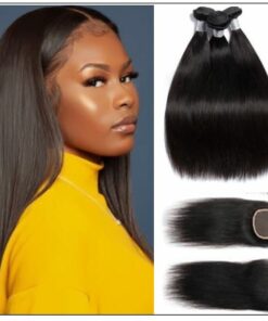 Malaysian straight virgin hair 3 bundles with closure img-min