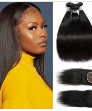 Malaysian straight virgin hair 3 bundles with closure img-min