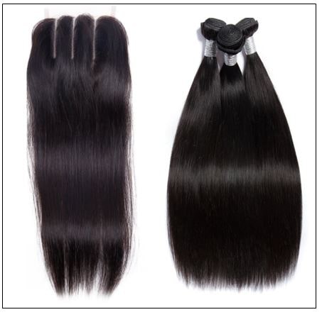 Malaysian straight virgin hair with 3 part lace closure img 4-min