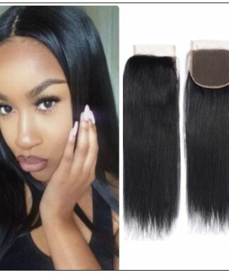 Straight Human Hair Super Thin Skin PU Closure Pieces Natural Black 4x4 Pu Silk Top Closure Free Part Hair Closure img-min