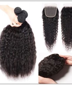 Super Wave Human Hair 3 Bundles With Lace Closure 4x4 Peruvian Virgin Hair Weave img 2-min