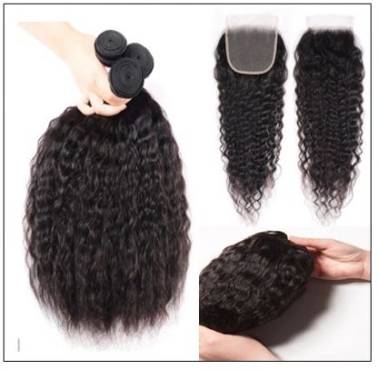 Super Wave Human Hair 3 Bundles With Lace Closure 4x4 Peruvian Virgin Hair Weave img 2-min