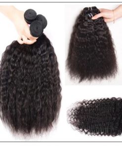 Super Wave Human Hair 3 Bundles With Lace Closure 4x4 Peruvian Virgin Hair Weave img 3-min