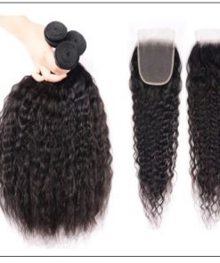 Super Wave Human Hair 3 Bundles With Lace Closure 4x4 Peruvian Virgin Hair Weave img 4-min