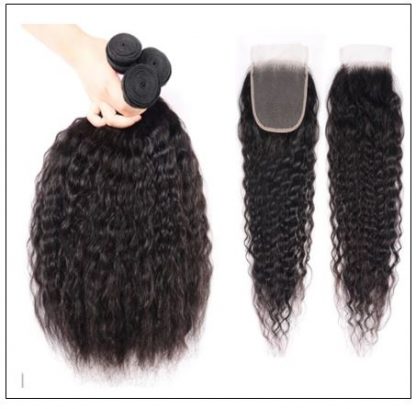 Super Wave Human Hair 3 Bundles With Lace Closure 4x4 Peruvian Virgin Hair Weave img 4-min