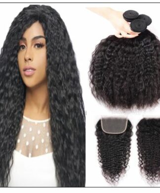 Super Wave Human Hair 3 Bundles With Lace Closure 4x4 Peruvian Virgin Hair Weave img-min