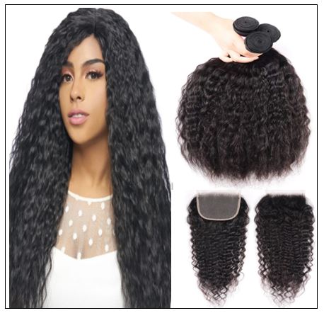 Super Wave Human Hair 3 Bundles With Lace Closure 4x4 Peruvian Virgin Hair Weave img-min