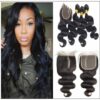 Unprocessed frontal lace closure with 3pcs bodywave virgin hair bundles img