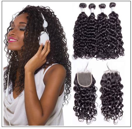 virgin+peruvian water wave 3 bundles product with lace closure img-min