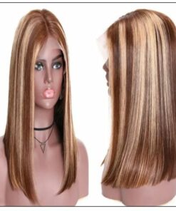 13x4 Highlight Straight Bob Lace Front Human Hair Wigs 150% Density Ombre Color Pre Plucked with Baby Hair Lace Frontal Wigs 2-min