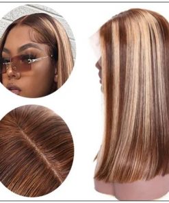 13x4 Highlight Straight Bob Lace Front Human Hair Wigs 150% Density Ombre Color Pre Plucked with Baby Hair Lace Frontal Wigs for Black Women 3
