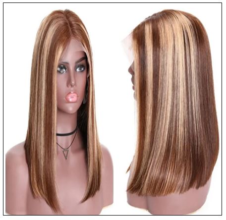 13x4 Highlight Straight Bob Lace Front Human Hair Wigs 150% Density Ombre Color Pre Plucked with Baby Hair Lace Frontal Wigs for Black Women 4
