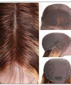 13x4 Straight Honey Blond Ombre Color Highlight 150% Lace Front Human Hair Wigs for Women Invisible Pre Plucked 4