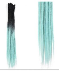 2-14 Black and Light Blue Synthetic Dreadlock Extensions Faux Locs Crochet Hair 2-min