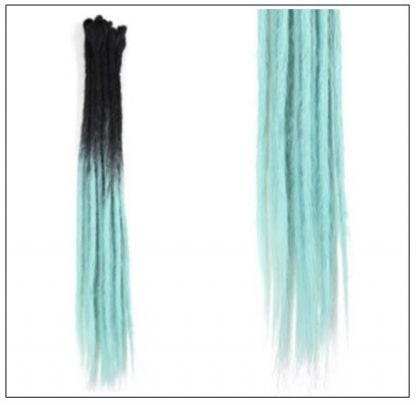 2-14 Black and Light Blue Synthetic Dreadlock Extensions Faux Locs Crochet Hair 2-min