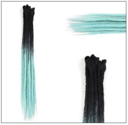 2-14 Black and Light Blue Synthetic Dreadlock Extensions Faux Locs Crochet Hair 3