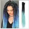 2-14 Black and Light Blue Synthetic Dreadlock Extensions Faux Locs Crochet Hair img-min