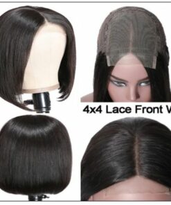 4x4 Lace Closure Wig Natural Black Human Hair Bob Wigs For Sale Affordable Short Human Hair Wigs img 2-min
