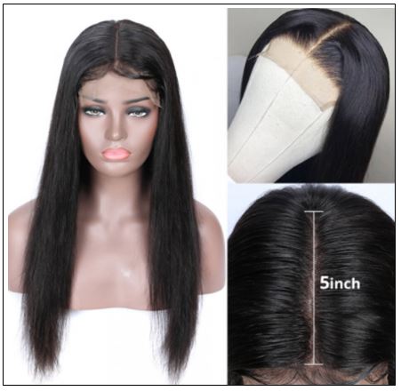 5x5 HD Lace Closure Wigs Virgin Straight Wig Pre Plucked Natural Black Human Hair Wigs for Women img 2-min