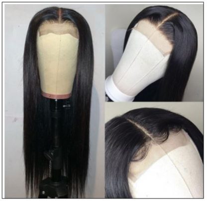 5x5 HD Lace Closure Wigs Virgin Straight Wig Pre Plucked Natural Black Human Hair Wigs for Women img 4-min