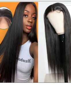5x5 HD Lace Closure Wigs Virgin Straight Wig Pre Plucked Natural Black