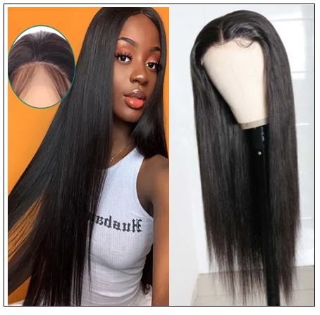 5x5 HD Lace Closure Wigs Virgin Straight Wig Pre Plucked Natural Black Human Hair Wigs for Women img-min