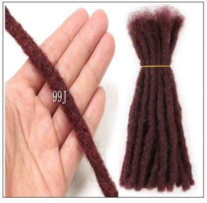 99j Burgundy Color Synthetic Dreadlocks Extensions Handmade 2