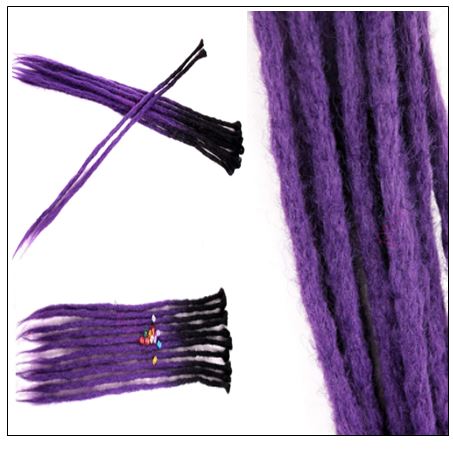 Black and Purple 2-12 Crochet Hair Dreadlock Extensions Synthetic Hair 100% Handmade 2