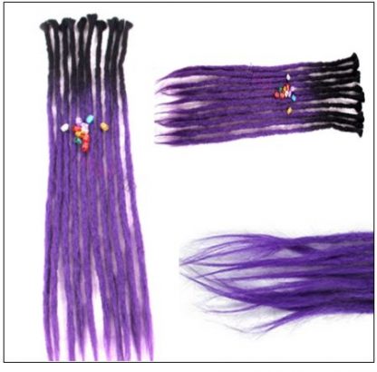 Black and Purple 2-12 Crochet Hair Dreadlock Extensions Synthetic Hair 100% Handmade 3