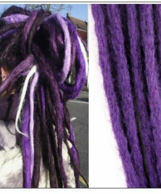 Black and Purple 2-12 Crochet Hair Dreadlock Extensions Synthetic Hair 100% Handmade img