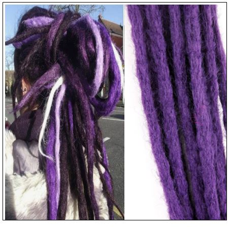 Black and Purple 2-12 Crochet Hair Dreadlock Extensions Synthetic Hair 100% Handmade img