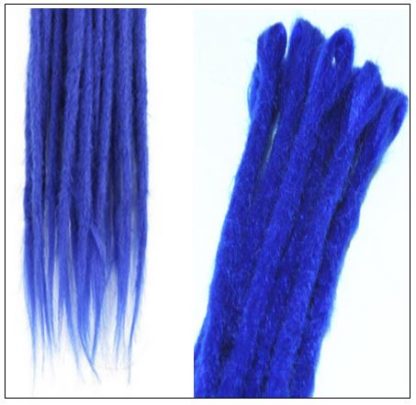 Blue Single Ended Dreadlock Extensions Synthetic Hair Crochet Faux Locs 3